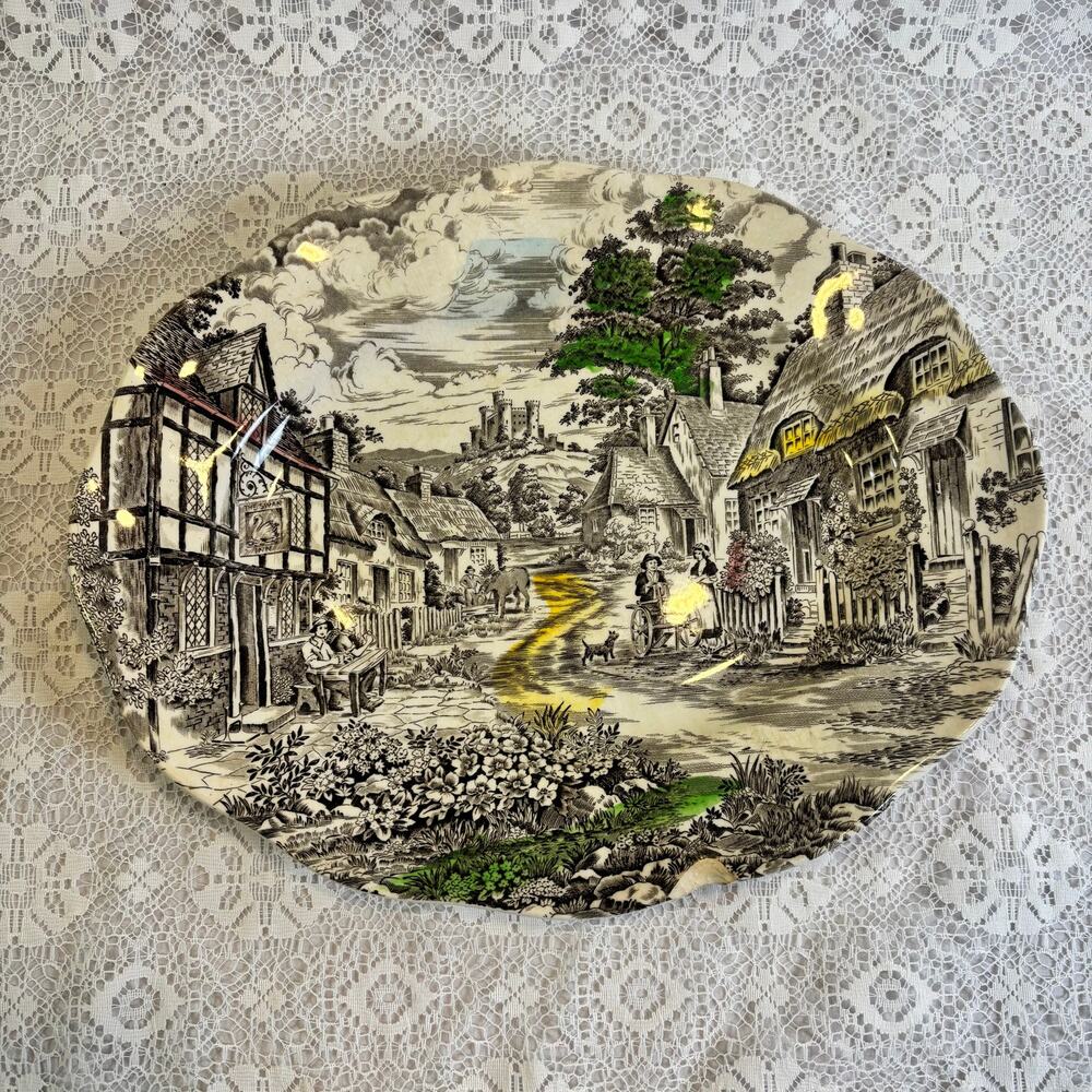 Vintage Enoch Wedgwood Old English Village Oval Serving Platter England